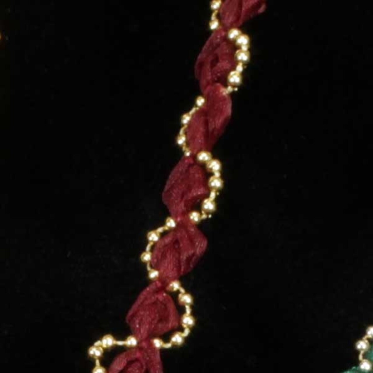 The Ribbon People Wine Red and Gold Pearl Twisted Craft Ribbon 0.5" x 55 Yards